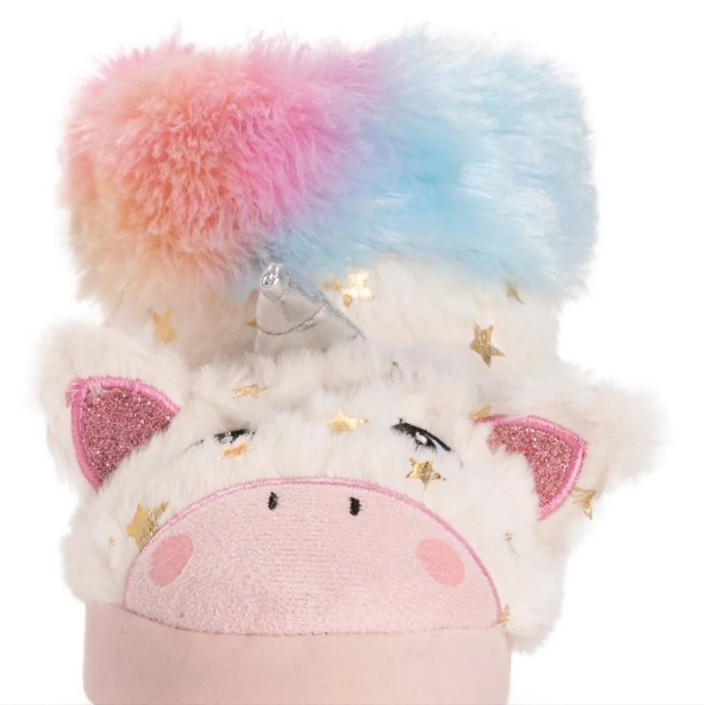Muk Luks Beige Rainbow Unicorn Slipper Boot, Toddler, Little Girl